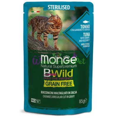 Влажный корм MONGE CAT BWILD GRAIN FREE WET Sterilized Tuna Shrimps Vegetables 85 г