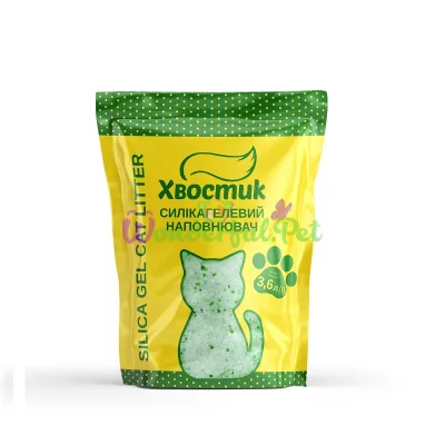 Силикагелевый наполнитель Хвостик Silica gel Cat Litter Green small 3.6 л