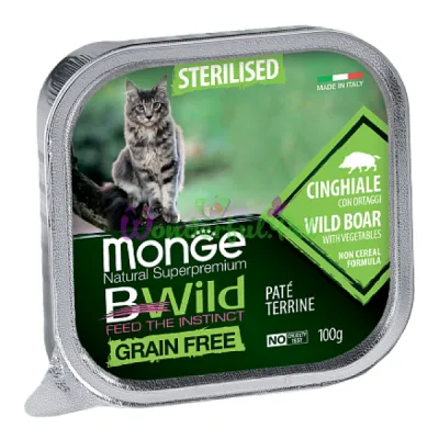Беззерновой паштет MONGE BWILD WET CAT Sterilized Wild Boar Vegetables 100 г